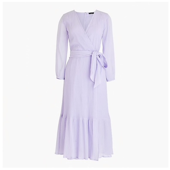 J Crew Point Sur Crinkle Cotton Faux Wrap Dress Lavender Periwinkle Small - Picture 2 of 8
